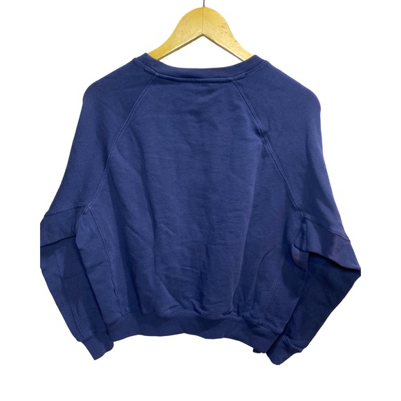 J.Crew Womens Navy Blue Apres Ski Sweatshirt Medium Pullover Cotton Peppy Boxy - Picture 2 of 10